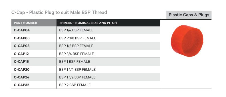 PLASTIC CAPS & PLUGS | BSP FEMALE CAP - TECHNICAL DETAILS